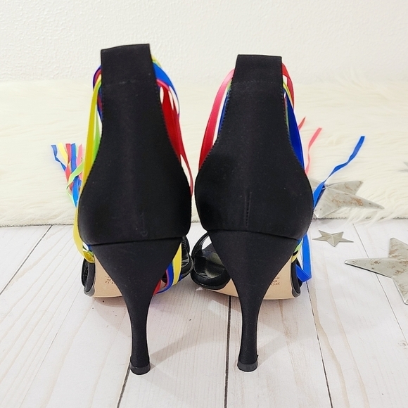 Hollywould Cucaracha lace up rainbow heels black - Picture 5 of 8